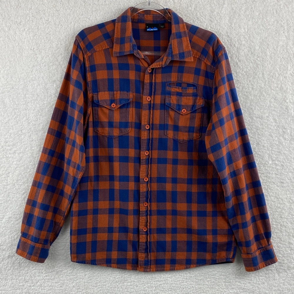 Kavu Men’s Large Long Sleeve Button Down Flannel Shirt.